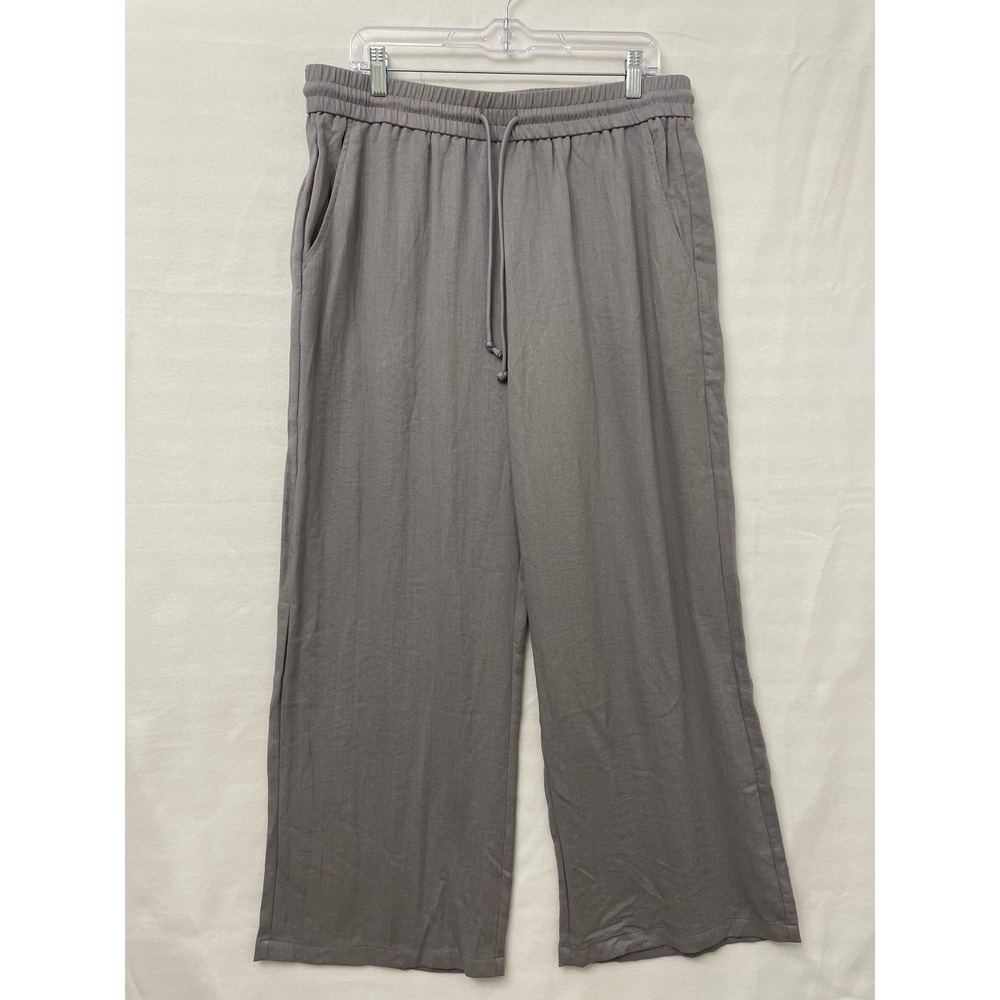 New Halara Wide Leg Pants XL Grey Drawstring Elastic Waist Pull-on Soft Comfy